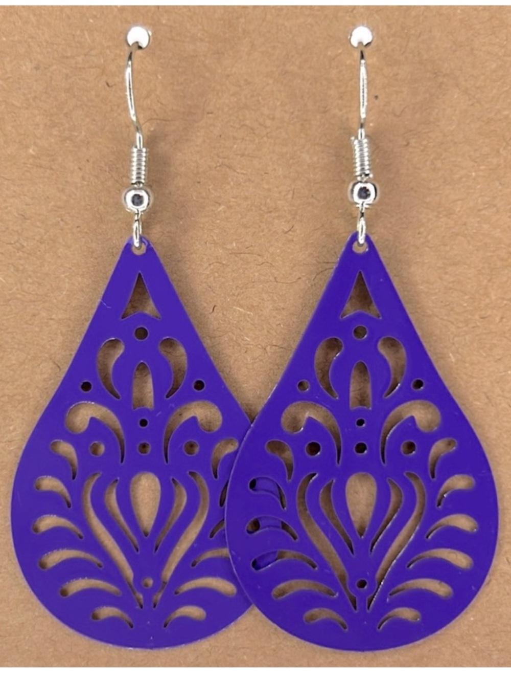 Purple Delicate Brass Teardrop Dangle Earrings Fashion Jewelry